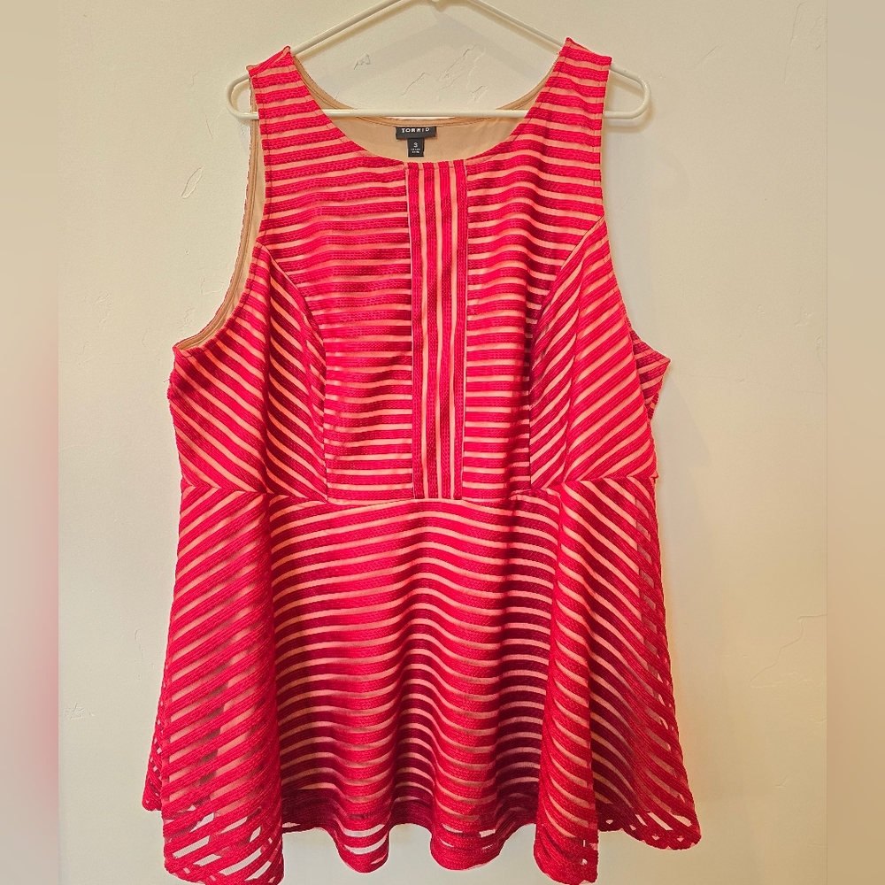 red striped peplum blouse, sheer and nude, classic, classy pinup, sexy plus size